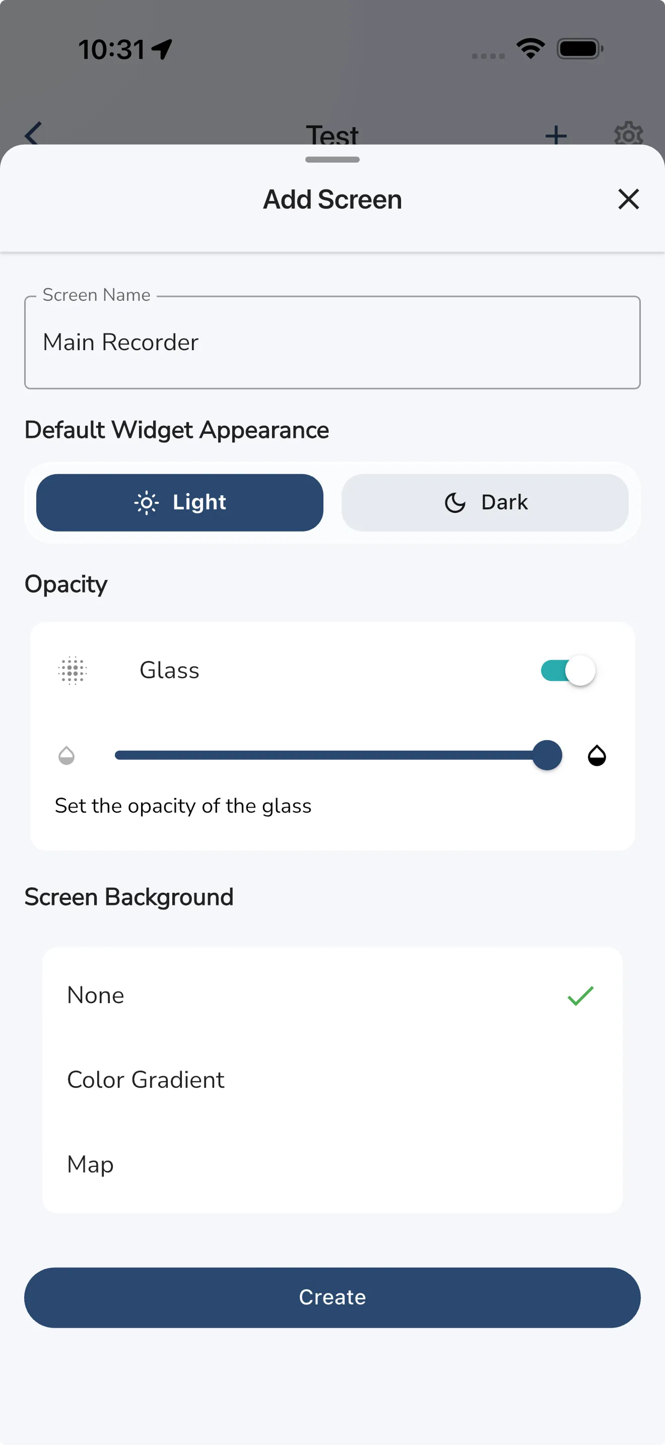 Custom recorder screen background options