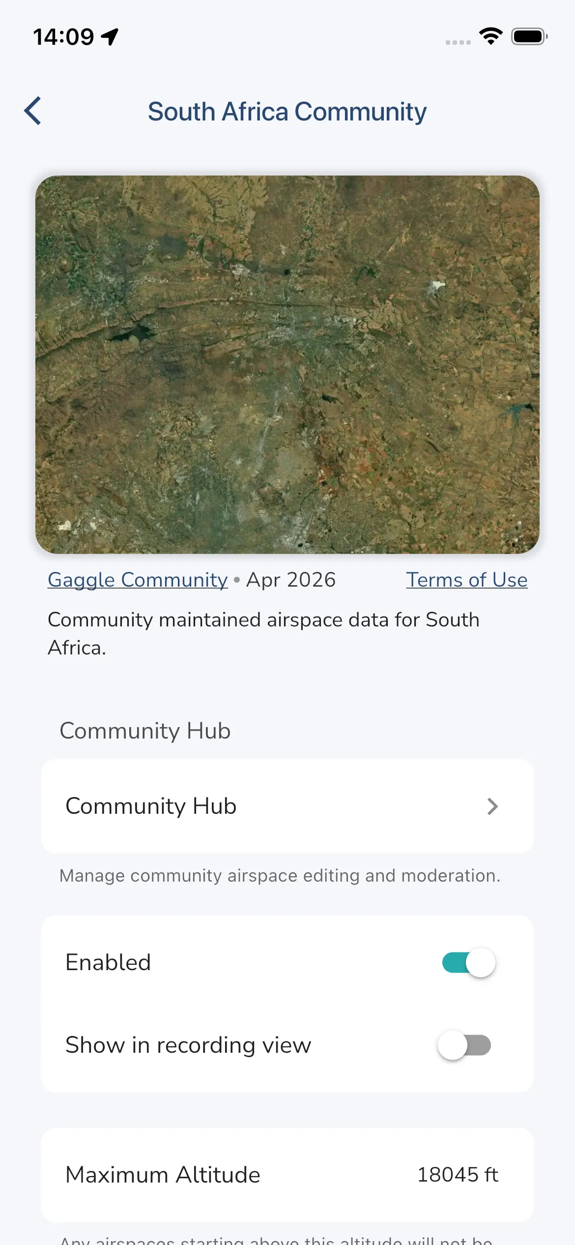 Community Airspace Settings
