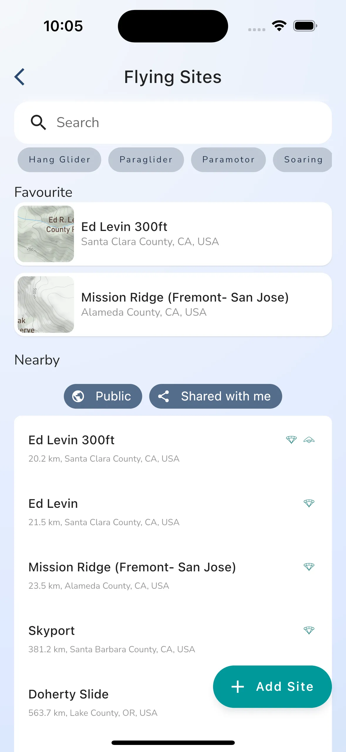 Flying Sites List