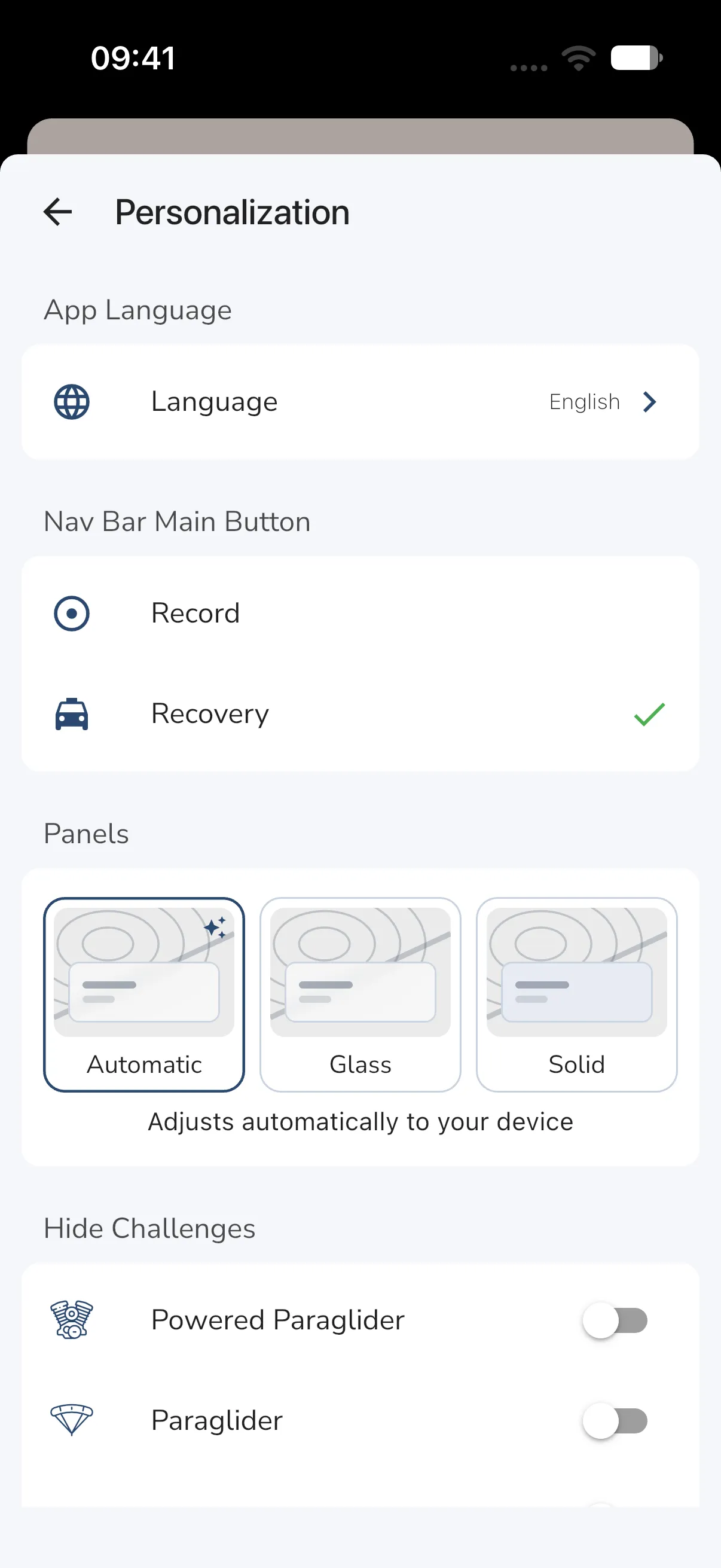 Nav Bar Main Button setting