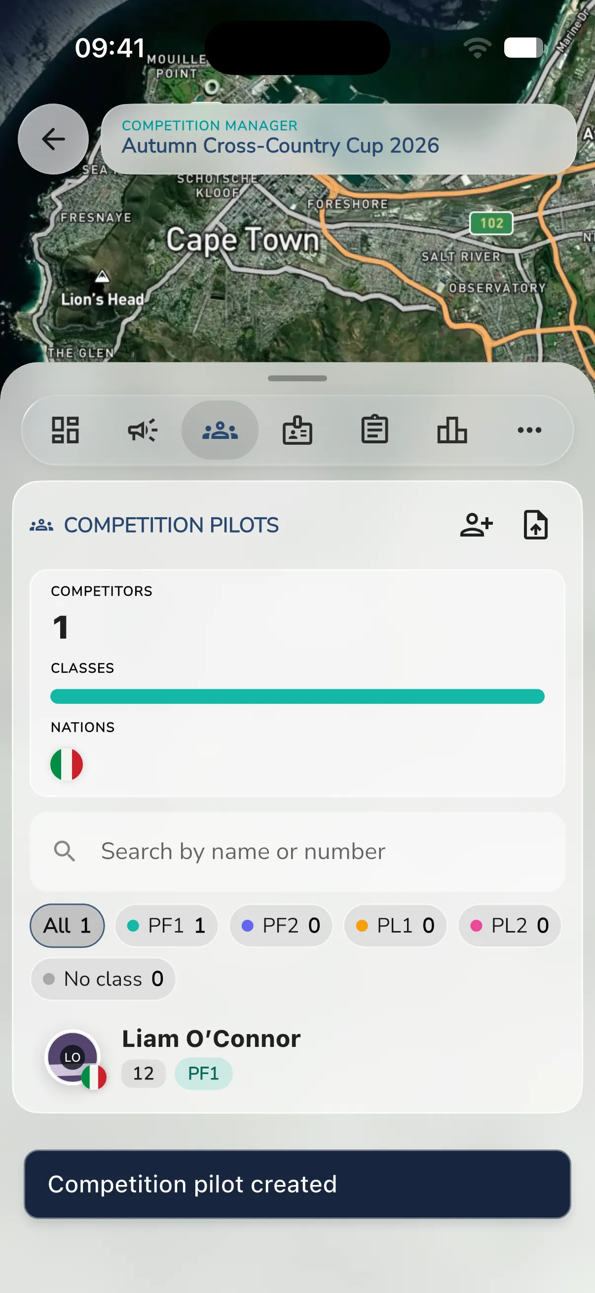 Competition pilots list