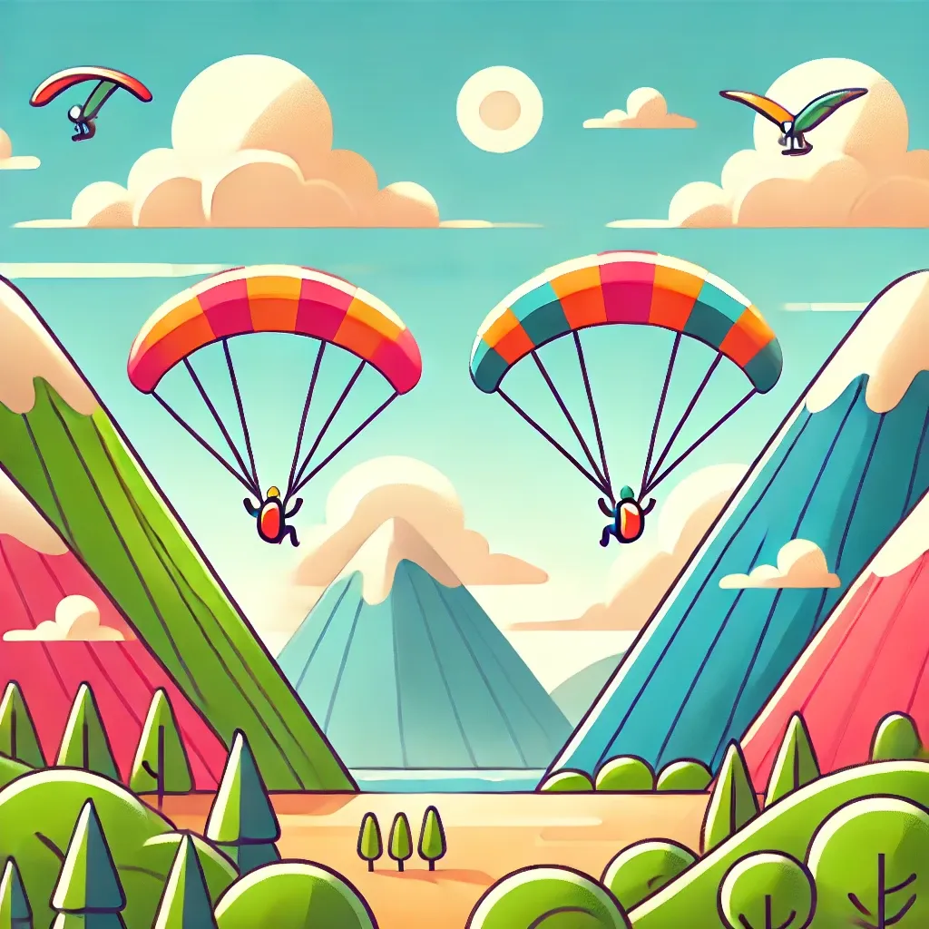 Image of paragliders in the sky