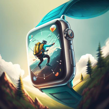 An illustration of a paraglider in a watch